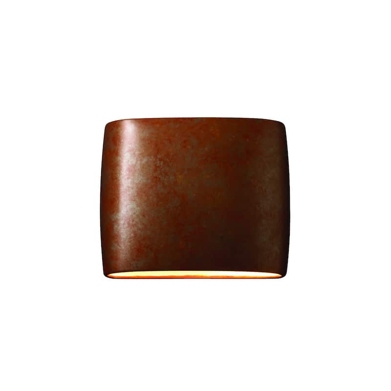 Justice Design Ambiance ADA Rust Patina Wide Wall Sconce - Brown