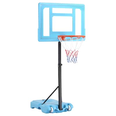 Poolside Basketball Hoop 36.5-48.5" Adjustable Portable Clear Backboard Fillable Base Family Blue Black Red