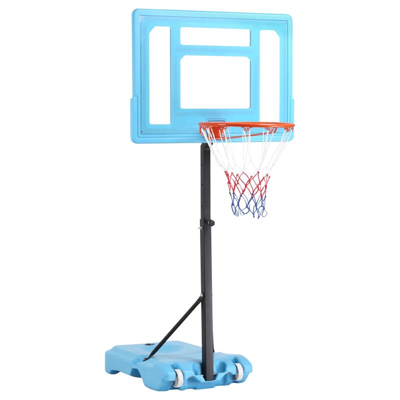 Soozier Poolside Basketball Hoop Stand, 36.5"-48.5" Height Adjustable Portable Hoop System for Adults & Kids, Blue