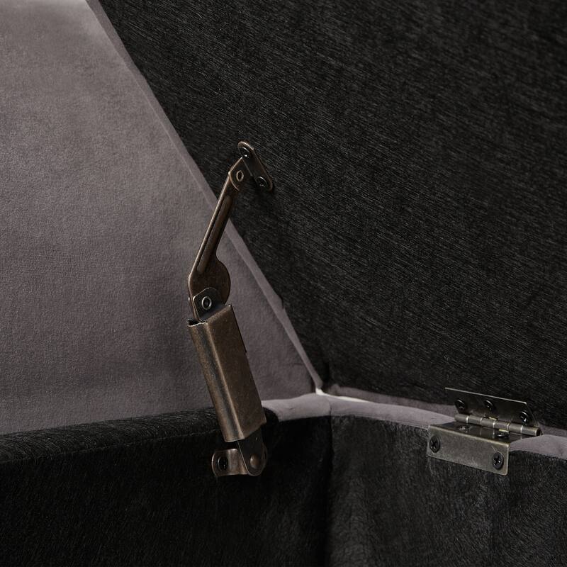 Ottoman Bench Leisure Bench with Solid Wood Legs and Armrests, Upholstered Flip End of Bed Bench with Safety Hinges