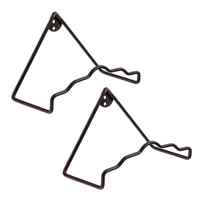 Achla Designs Roman Bronze Wrought Iron Plate Wall Hangers (Set of 2), Powder Coat Finish