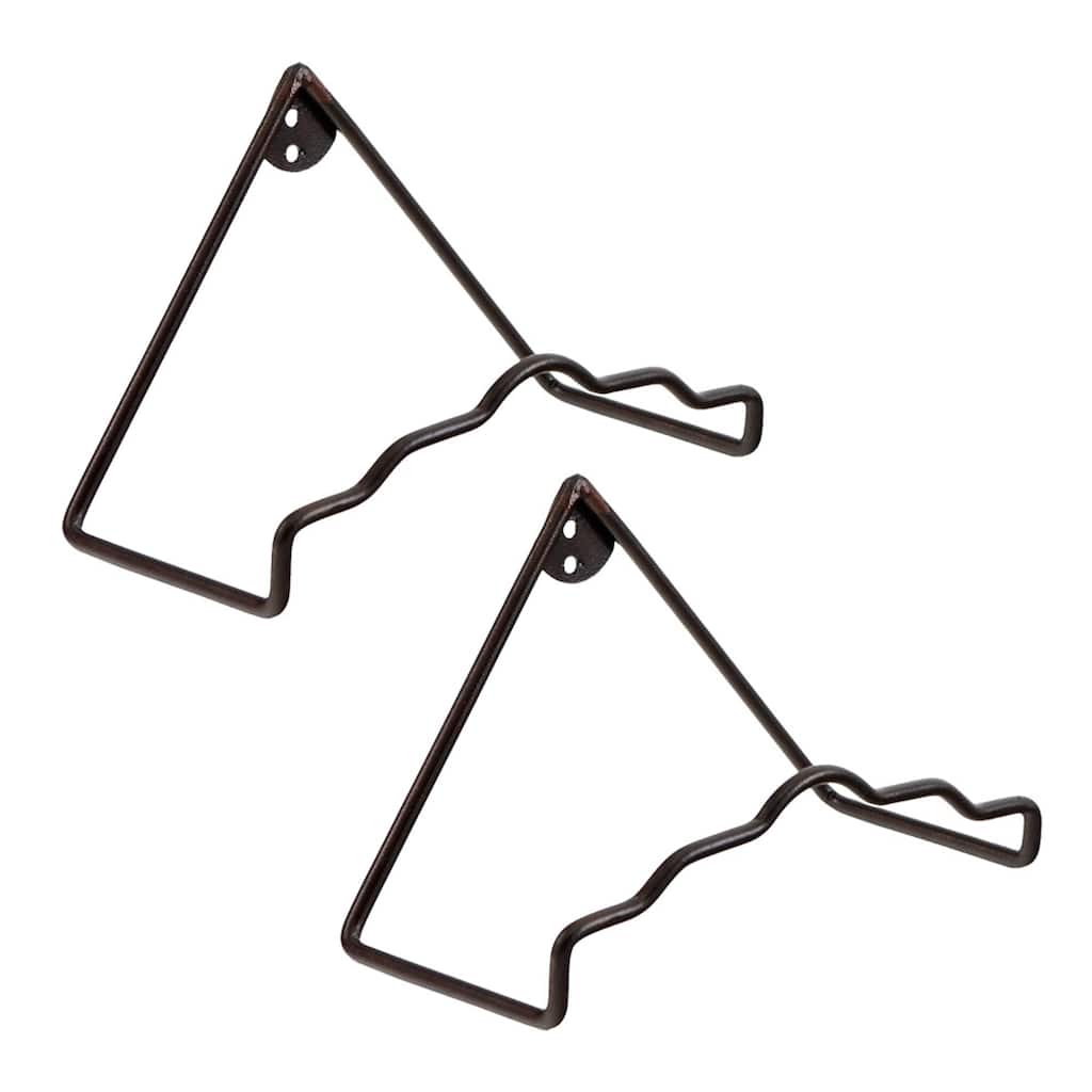 Achla Designs Roman Bronze Wrought Iron Plate Wall Hangers (Set of 2), Powder Coat Finish