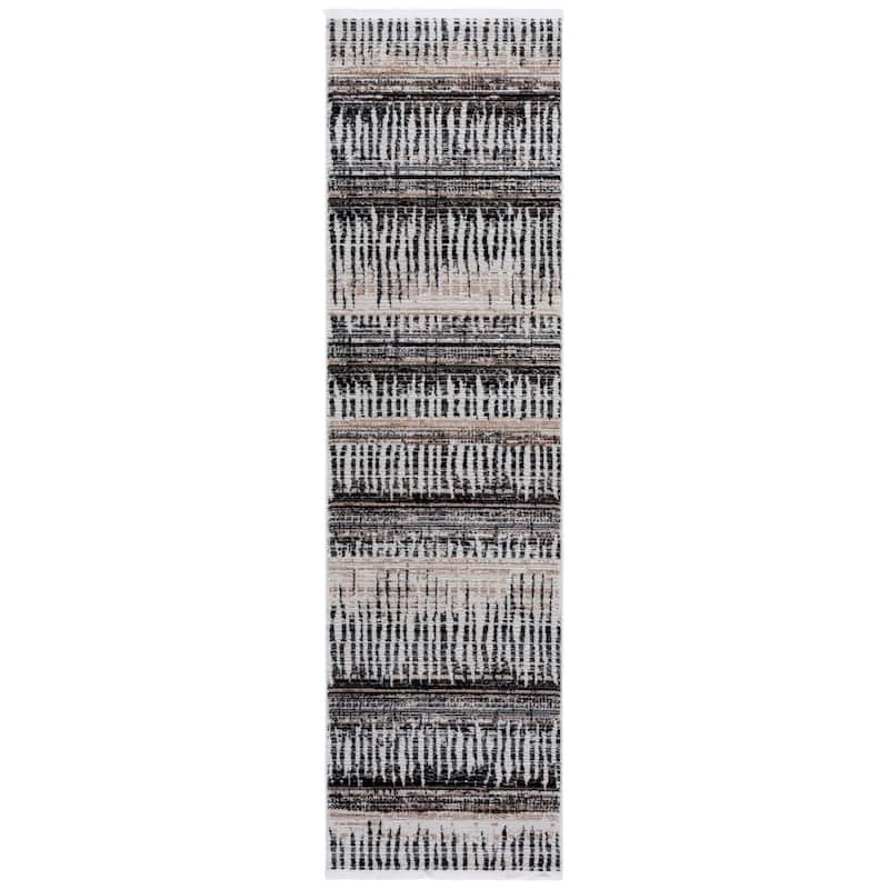 SAFAVIEH Mila Izola Modern & Contemporary Rug - 2'2" x 8' Runner - Beige/Ivory Black