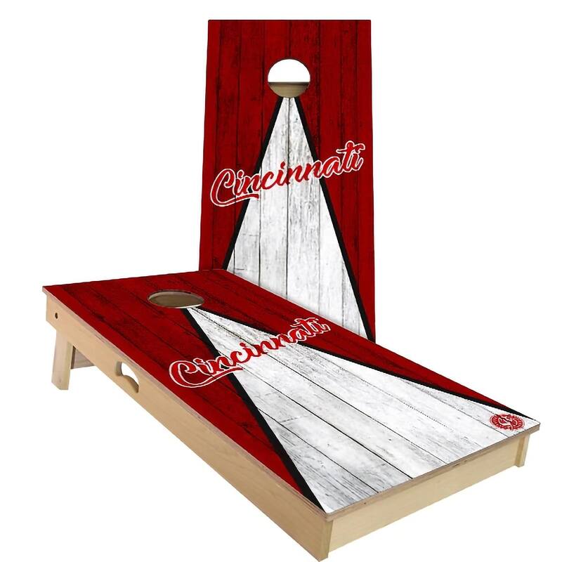 Cincinnati Triangle Baseball Outdoor Cornhole Board Set - Backyard 2x4 - NO Accessories