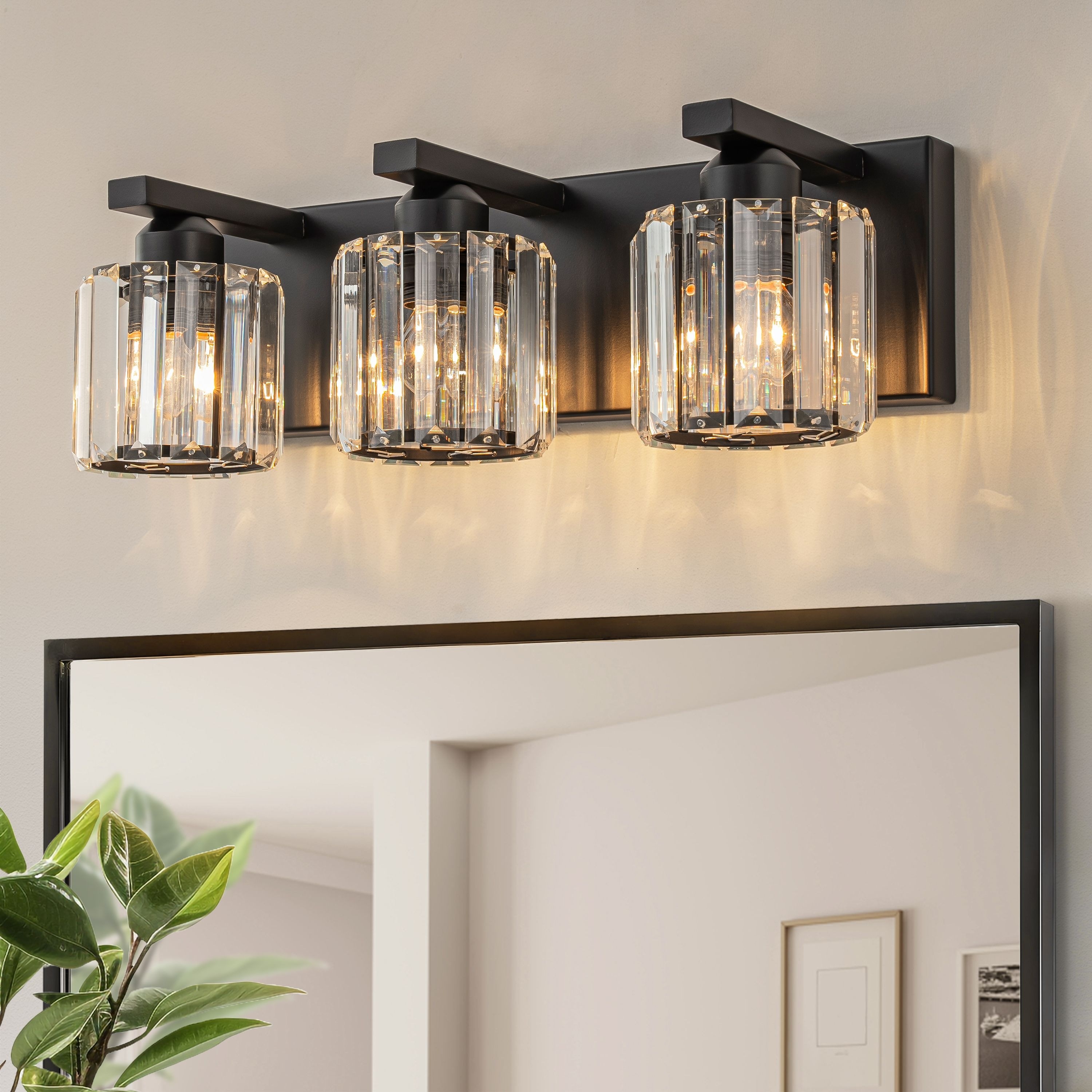Starsky 3/4 Lights Modern Farmhouse Bathroom Vanity Light Wall Sconce with Glass Crystal Shade