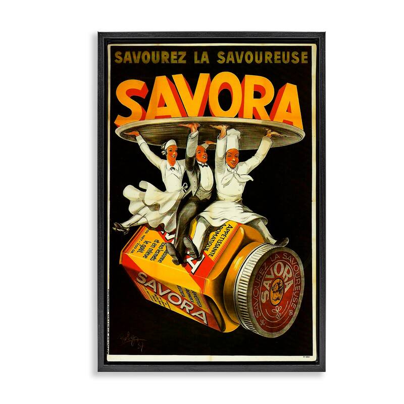 Stupell Savora Kitchen Advertisement Framed Floater Canvas Wall Art Design By Marcus Jules - 17 x 25 - Black