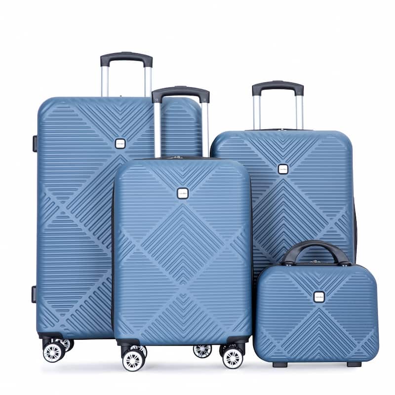4-Piece, Luggage Sets, Lightweight Luggage with 360° Airplane Wheels and Adjustable Handle, for Boarding Travel, Blue