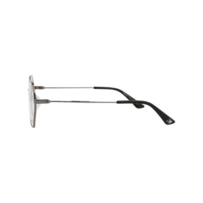 McQ Alexander McQueen Square-Frame Metal Optical Frames, Transparent Lens, Shiny Dark Ruthenium Frame