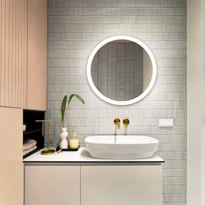 SAFAVIEH Home Whit 36" LED Vanity Mirror - Silver / White
