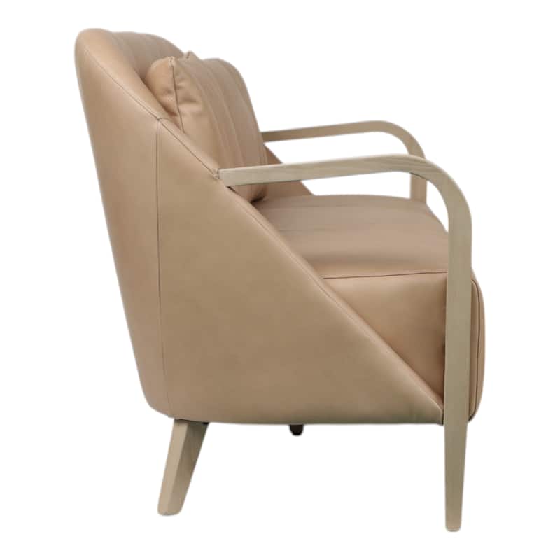 Fabric Sofa Couch Loveseat Combo Arms Mid-Century Design - 33" Tan - 87" x 30" x 32.5"