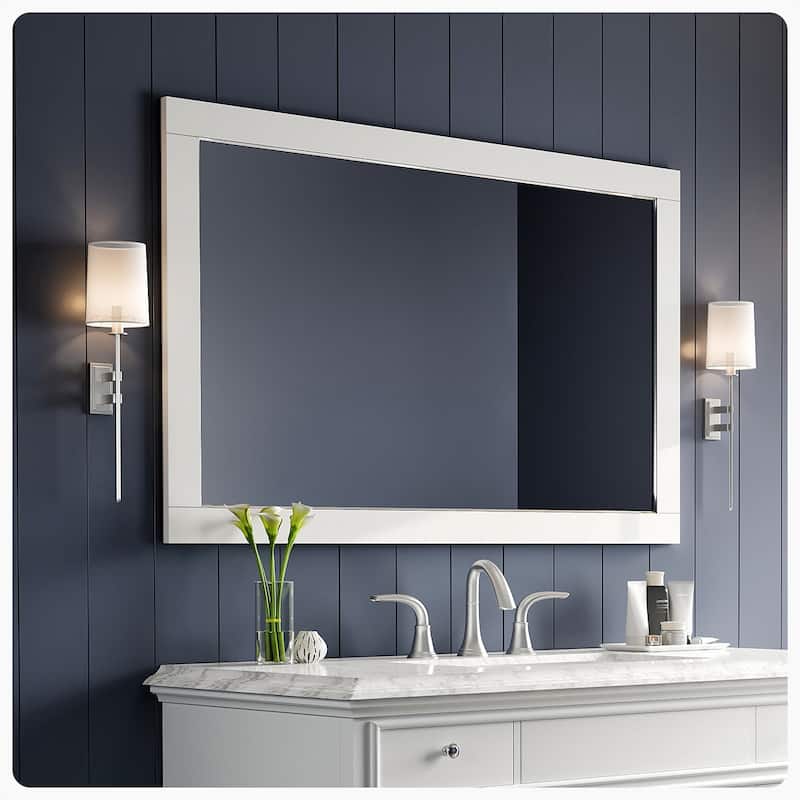 Eviva Aberdeen 48" x 30" Rectangular White Wooden Framed Mirror