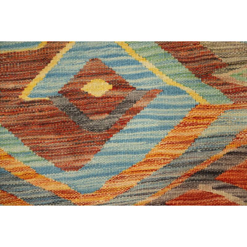 Hand Woven Oriental 100% Wool Carpet Southwestern Tribal Multi-Colored Kilim Area Rug - 4' 11'' X 3' 3''