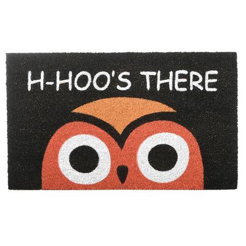 30" Owl Head Halloween Coir Doormat