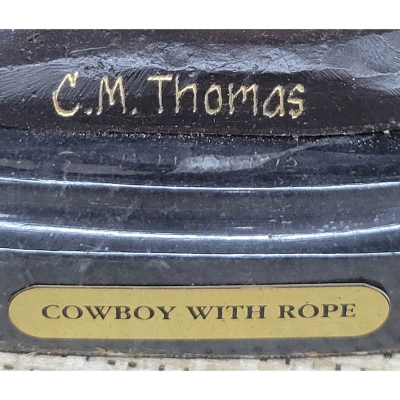 Bronze Metal Statue Sculpture Figure On Marble Base - Ranger Western Cowboy