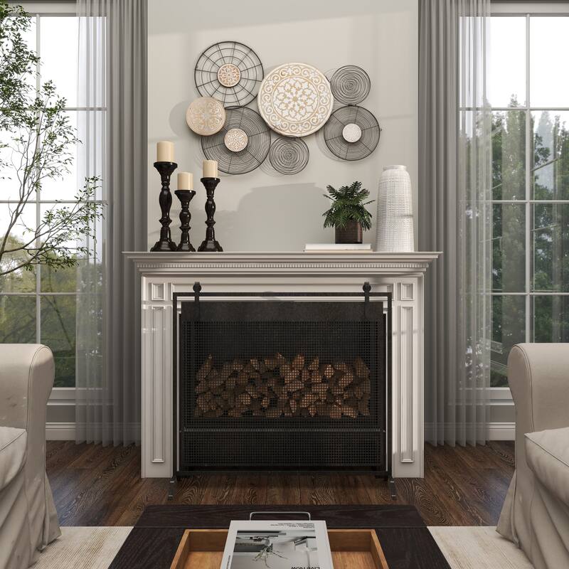 Black Metal Handmade Plate Home Wall Decor with Intricate Pattern