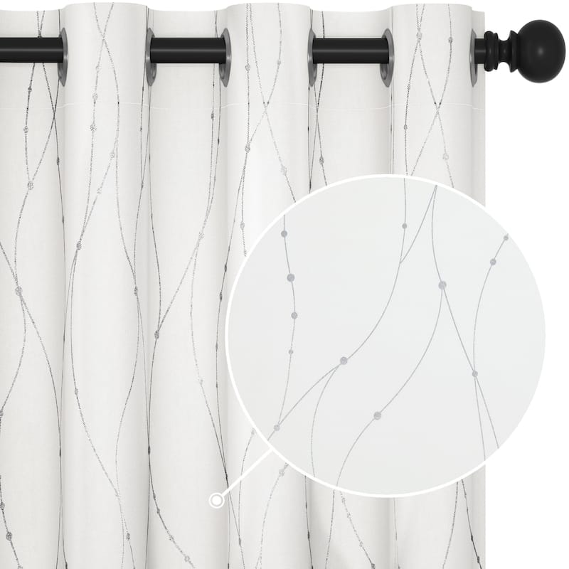 Deconovo Wave Line with Dots 52 Width Curtains Pair(2 Panel)