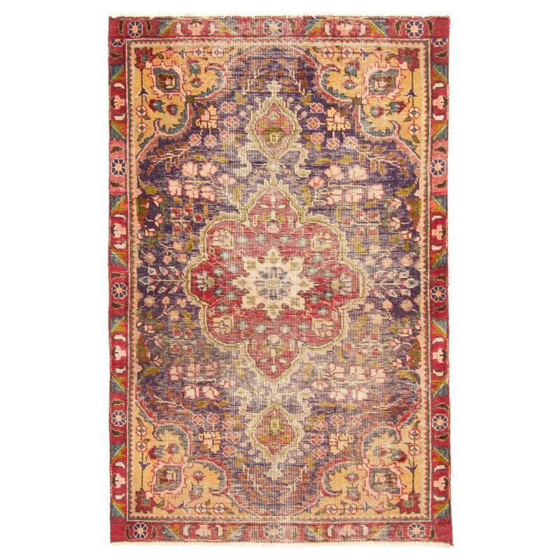 ECARPETGALLERY Hand-knotted Antalya Vintage Indigo Wool Rug - 3'1 x 4'9