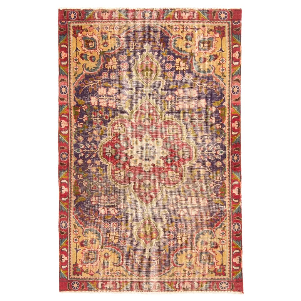 ECARPETGALLERY Hand-knotted Antalya Vintage Indigo Wool Rug - 3'1 x 4'9