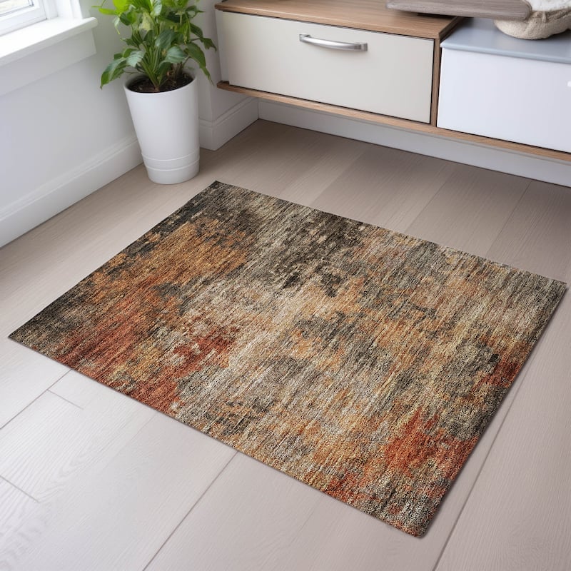 Premium Washable Super Soft Modern Phoenix Mayfield Rug - Khaki - 1'8" x 2'6"