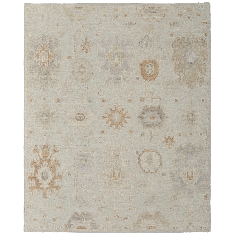 Grand Bazaar Loper Hand Knotted Floral & Botanical Transitional Area Rug - 2' x 3' - Tan/Ivory/Orange