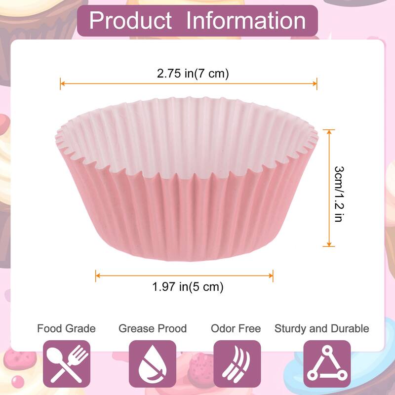 200 Count Cupcake Liners Cupcake Muffins Liners Paper Baking Cups - Pink