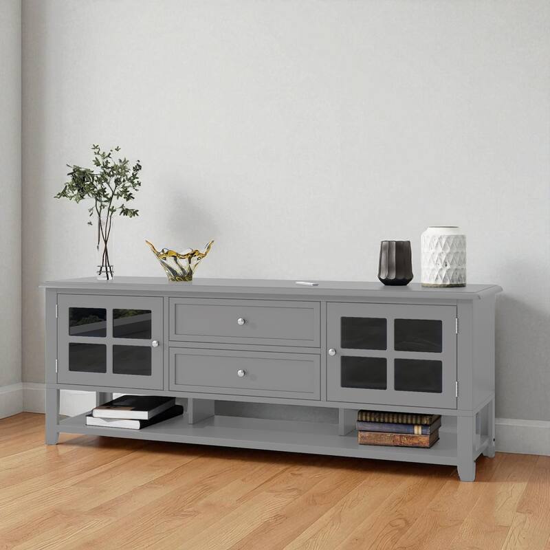 59 Inch Modern TV Stand with Storage, Entertainment Center with 2 Cabinets and 2 Drawers for TVs Up to 60 Inch