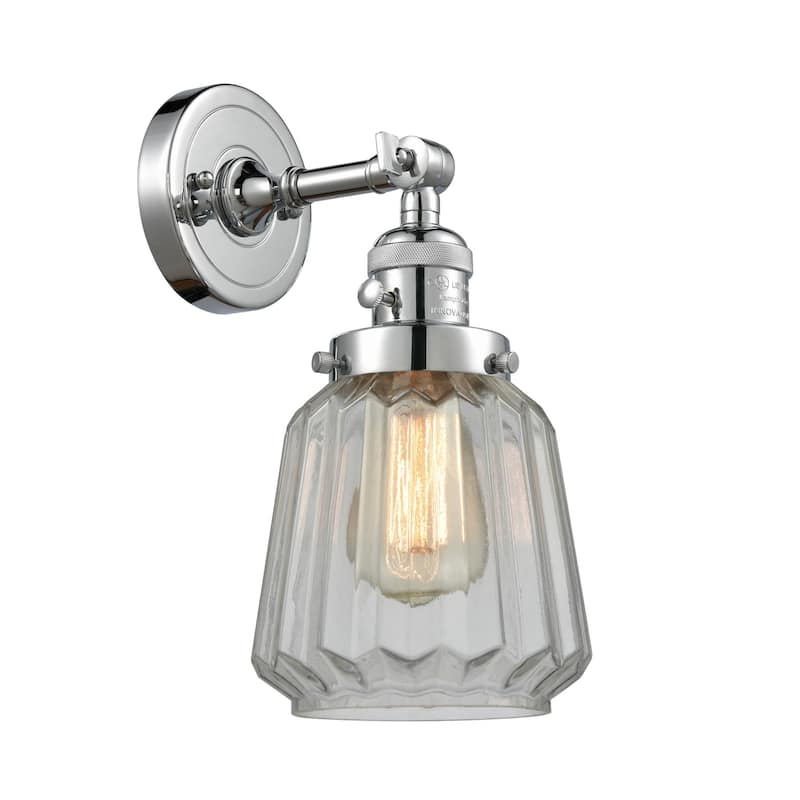 Innovations Lighting Chatham Single Light 12" Tall Bathroom Sconce - Polished Chrome / Clear