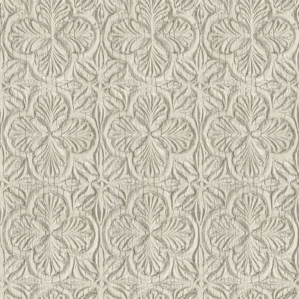 Chesapeake Karachi Taupe Wooden Damask Wallpaper