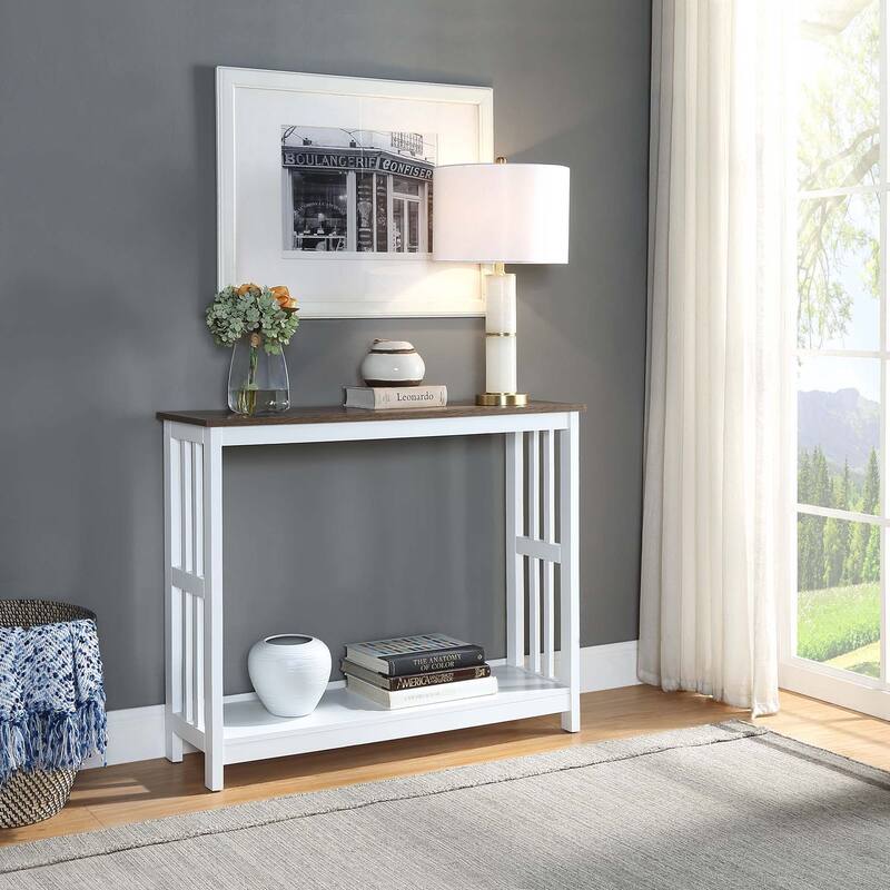 Convenience Concepts Mission Console Table with Shelf - DRIFTWOOD/WHITE