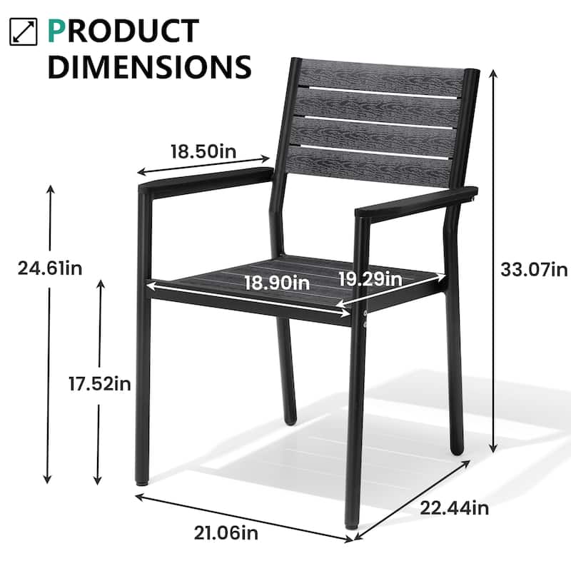 VredHom Outdoor Patio Aluminum Stackable Dining Chairs with Armrest