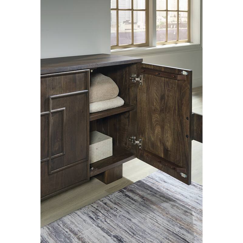 Signature Design by Ashley Cato Dark Brown Accent Cabinet - 67.88" W x 16.25" D x 30.25" H