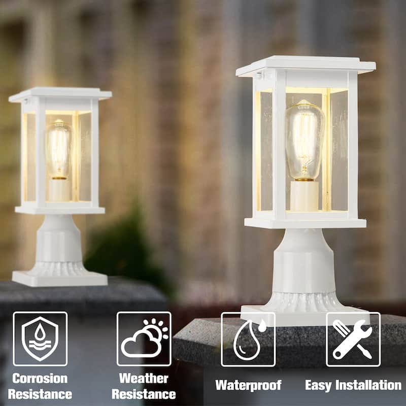 Outdoor Post Light Fixtures, 1-Light with Seeded Glass - ‎6 x 6 x 12 inches