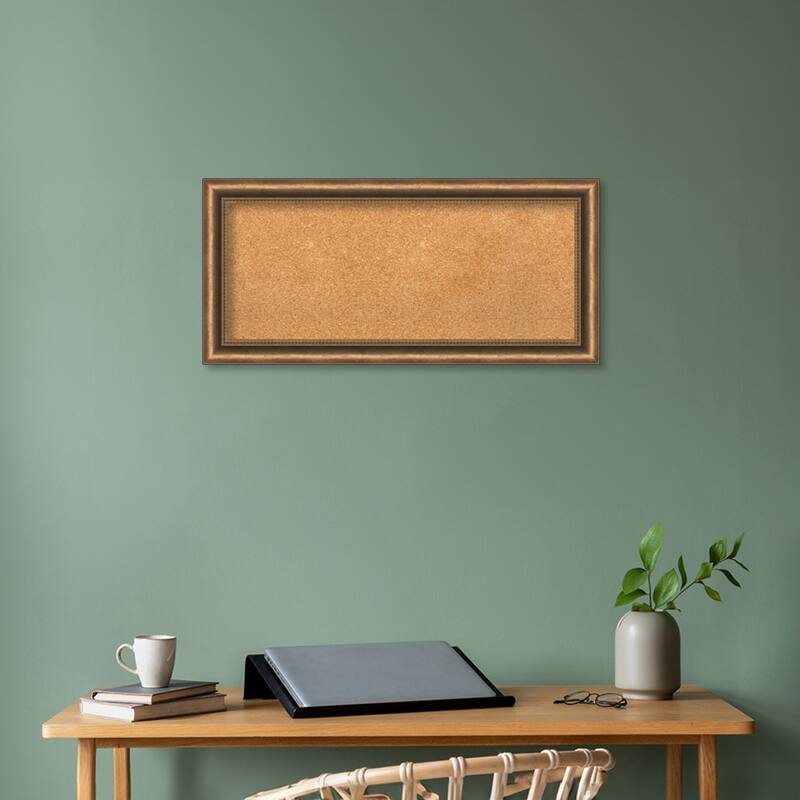 Manhattan Bronze Narrow Wood Framed Natural Corkboard Bulletin Board