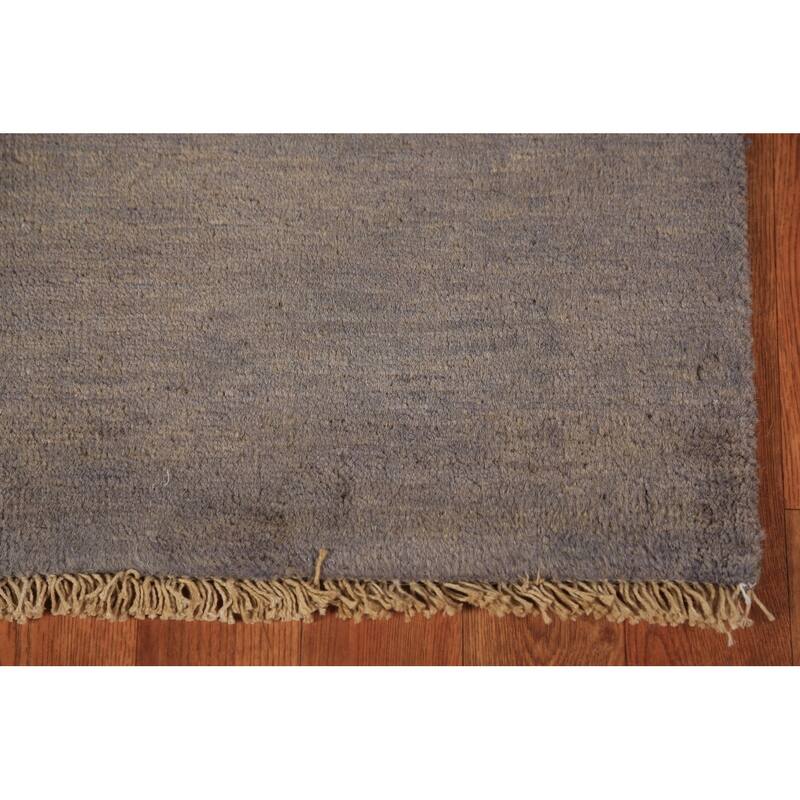 Gray & Beige Modern Gabbeh Runner Rug Handmade Wool Carpet - 2'8" x 9'6"