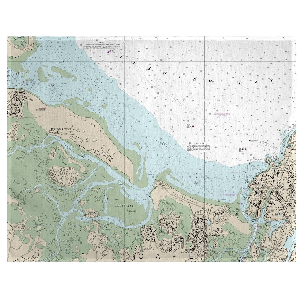 Essex Bay and Essex River, MA Nautical Map Place Mat Set of 4