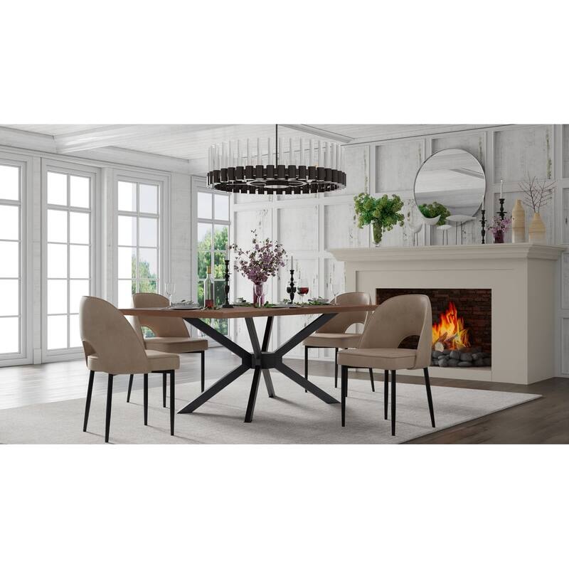 Dining Chair with Black Metal legs, Set of 2