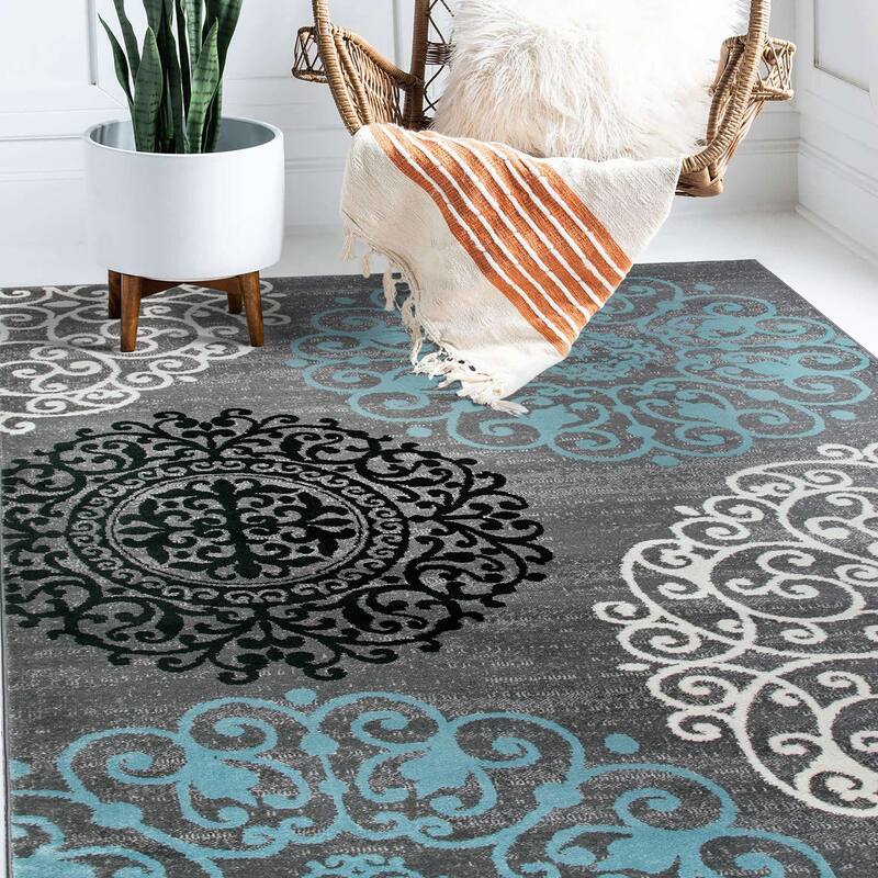 World Rug Gallery Floral Area Rug - 3'3" x 5' - Gray