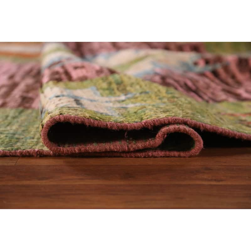 Pink Geometric Moroccan Oriental Rug Hand-Knotted Wool Carpet - 9'3" x 11'10"