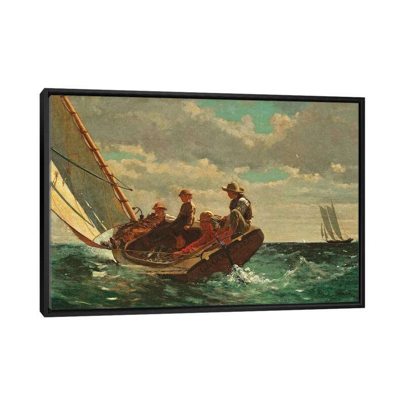 iCanvas "Breezing Up ( A Fair Wind), 1873-76" by Winslow Homer Framed Canvas Print - Black - 26x40