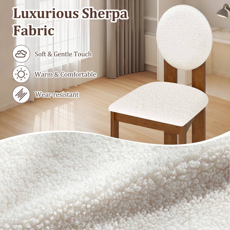 Gymax 2PCS Dining Chairs Upholstered Sherpa Fabric Kitchen Chairs w/