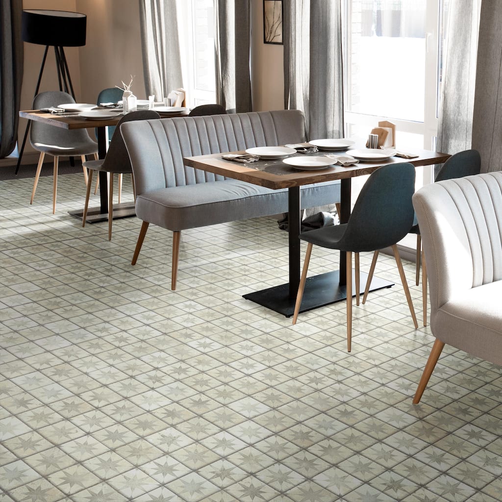 Merola Tile Harmonia Kings Star White 13" x 13" Ceramic Floor and Wall Tile