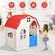 preview thumbnail 6 of 10, Costway Kids Cottage Playhouse Foldable Plastic Play House Indoor - White, Red & Blue