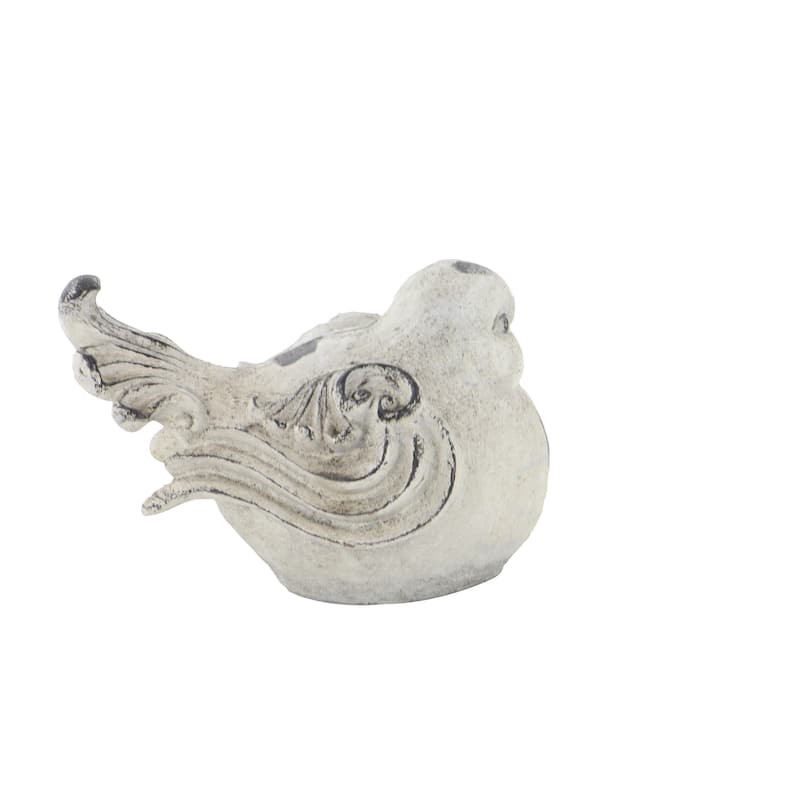Polystone Bird Indoor Outdoor Garden Sculpture - Set of 2 White - Roche River Decor