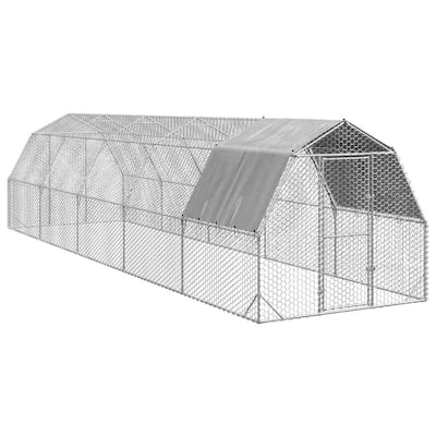 vidaXL Chicken Run Grey Galvanized steel Large Durable Chicken Run - 393.7 x 98.4 x 88.6