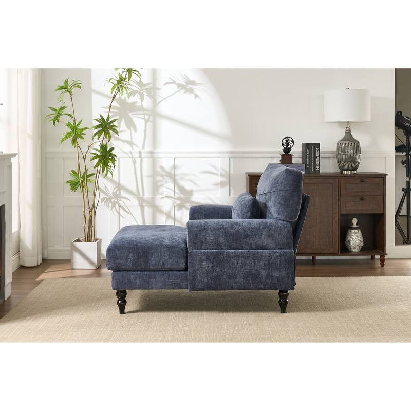 GDFStudio - Marcelline Chaise Lounge Recliner with Solid Wood Frame and Cushion