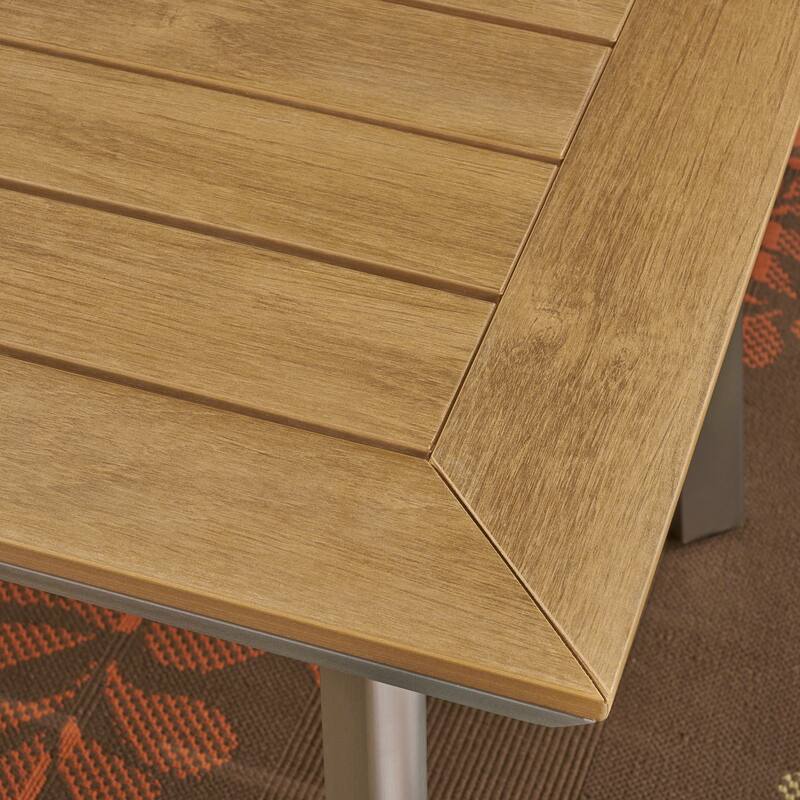 Leeds Outdoor Aluminum and Wood Dining Table by Christopher Knight Home - 63"W x 35.5"D x 28.75"H