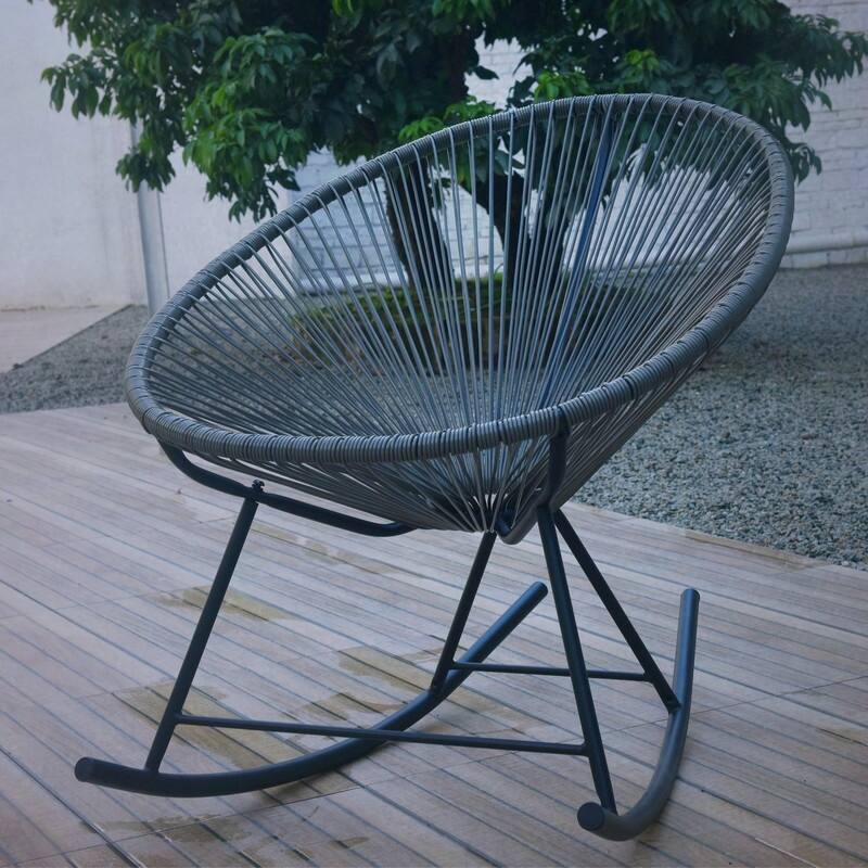 Acapulco Outdoor Woven Rocking Chairs (Set of 2) - Grey