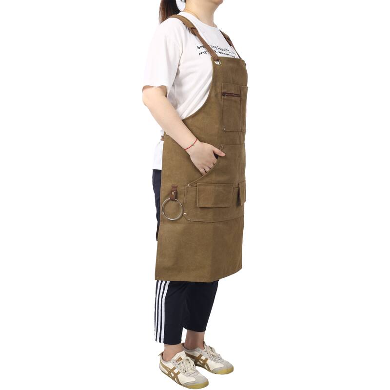Anmytek Heavy Duty Canvas Work Apron with Pockets for Woodworking Gardening BBQ Men Women