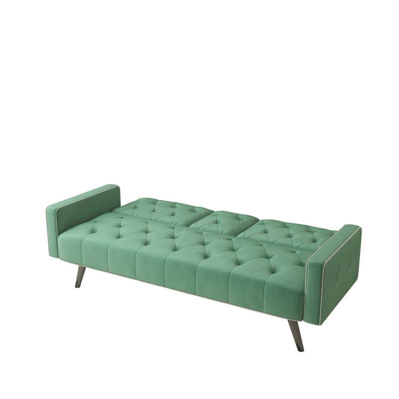 72 inch Velvet Sofa Bed With Two Cup Holders