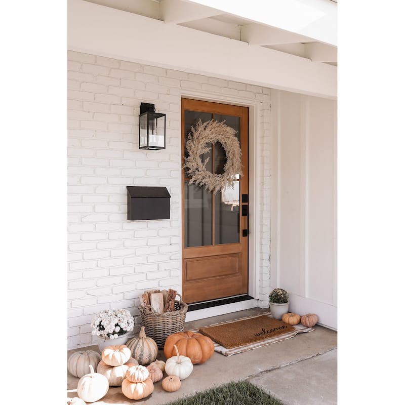 Nathan James Ferris Outdoor Black Wall Sconce Light Fixture with Iron Frame and Glass